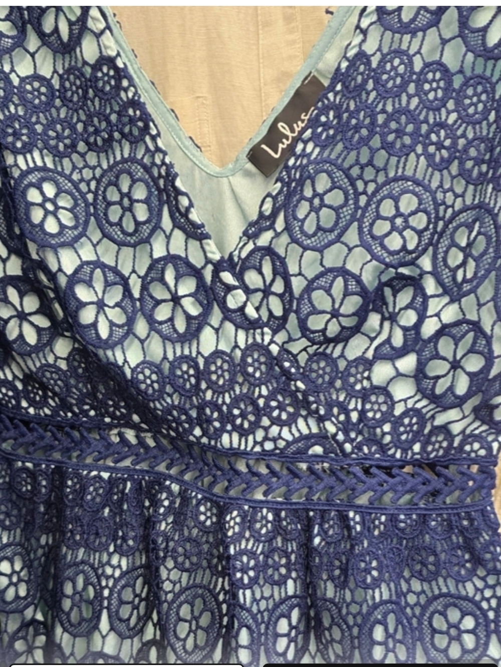 Forever My Love Navy Crochet Lace Skater Dress Nwt - Picture 2 of 8
